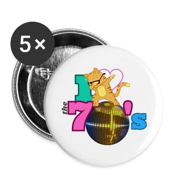 Dabbing Cat I LOVE THE 70's - Buttons groß 56 mm (5er Pack) - Weiß - Vorne