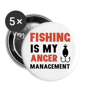 Fishing is my Anger Management - Buttons groß 56 mm (5er Pack) - Weiß - Vorne
