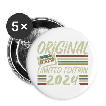 Vintage 2024 Retro Birthday Gift 2024 - Buttons large 2.2''/56 mm (5-pack) - white - Front