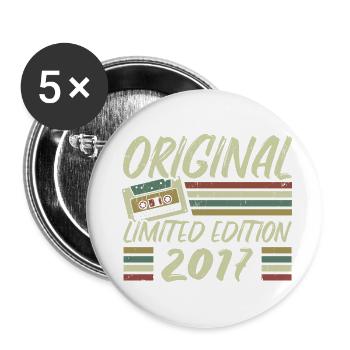 Vintage 2017 Retro Geburtstagsgeschenk 2017 - Buttons groß 56 mm (5er Pack) - Weiß - Vorne