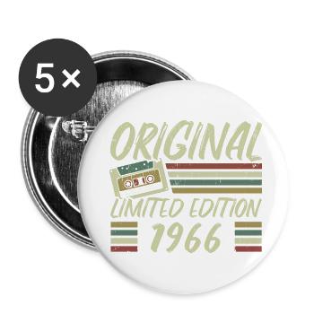 Vintage 1966 Retro 1966 Birthday Gift - Buttons large 2.2''/56 mm (5-pack) - white - Front