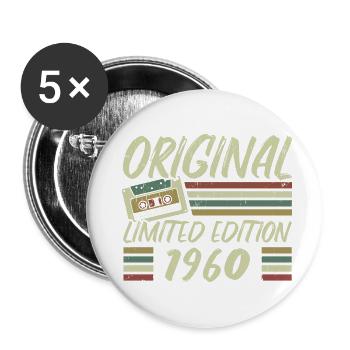Vintage 1960 Rétro Cadeau D’anniversaire 1960 - Lot de 5 grands badges (56 mm) - blanc - Devant
