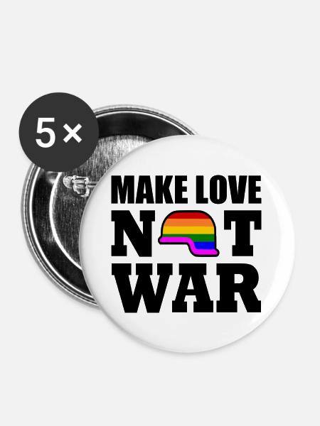 Make love not war - Buttons groß 56 mm (5er Pack) - Weiß