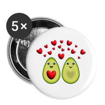 Avocado Liebe mit sehr vielen Herzen. - Buttons groß 56 mm (5er Pack) - Weiß - Vorne