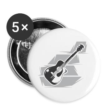 Gitarre Illustration Musiker Gitarrist Western - Buttons groß 56 mm (5er Pack) - Weiß - Vorne