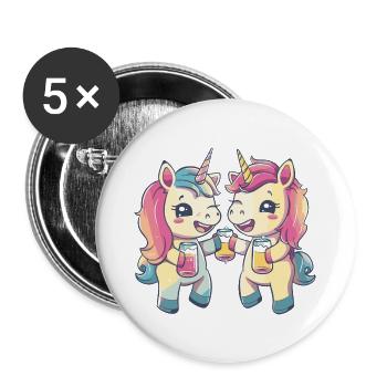 Unicorn Beer Funny Booze - Buttons large 2.2''/56 mm (5-pack) - white - Front
