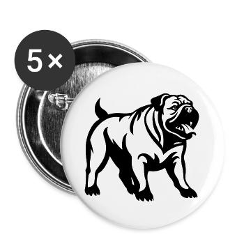 Chien bouledogue - Lot de 5 grands badges (56 mm) - blanc - Devant