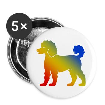 Caniche Chien Coloré - Lot de 5 grands badges (56 mm) - blanc - Devant