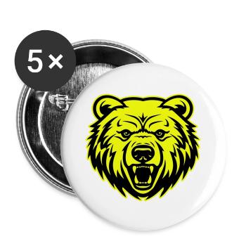 Bear Head Portrait Icon - Buttons large 2.2''/56 mm (5-pack) - white - Front