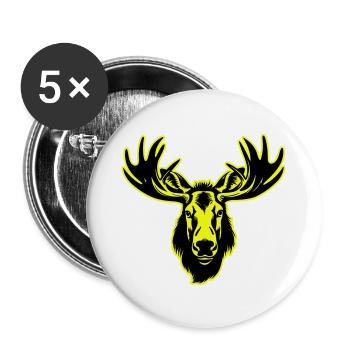 Moose Head Portrait Icon - Buttons large 2.2''/56 mm (5-pack) - white - Front