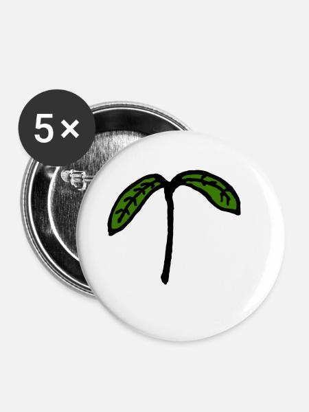 Sprössling Keimling Jungpflanze - Buttons groß 56 mm (5er Pack) - Weiß