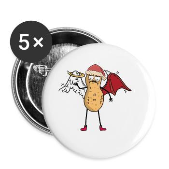St. Nicholas peanut heavenly devilish xmas Santa - Buttons large 2.2''/56 mm (5-pack) - white - Front
