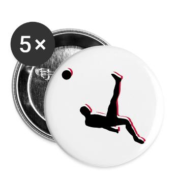 Fußball Fallrückzieher Sport - Buttons groß 56 mm (5er Pack) - Weiß - Vorne