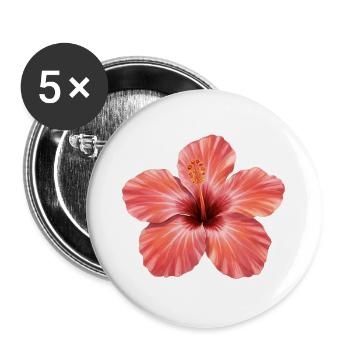 Pink Hibiscus Bloom Splash - Buttons large 2.2''/56 mm (5-pack) - white - Front