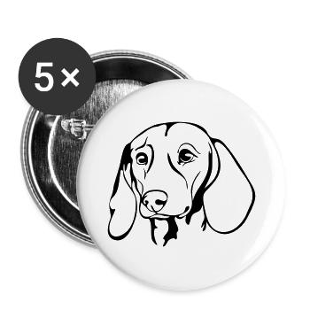 DACKEL DACHSHUND Teckel chiens de chasse Wilsigns - Lot de 5 grands badges (56 mm) - blanc - Devant