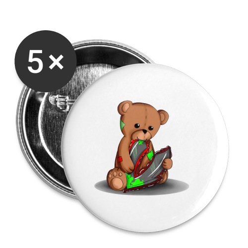 Teddy mit Logo - Buttons groß 56 mm (5er Pack)