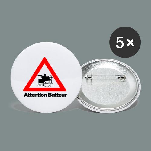 Attention batteur - cadeau batterie humour - Lot de 5 grands badges (56 mm)