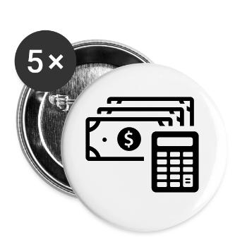 Calculer pour générer des profits - Lot de 5 grands badges (56 mm) - blanc - Devant