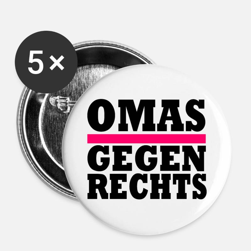 Omas Gegen Rechts - Buttons groß 56 mm (5er Pack) - Weiß