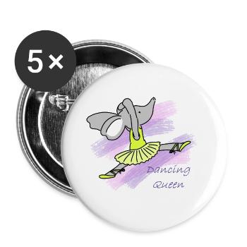 Dancing Queen Elefant Geschenk - Buttons groß 56 mm (5er Pack) - Weiß - Vorne