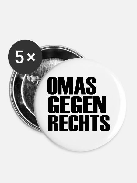 Omas gegen rechts - Buttons groß 56 mm (5er Pack) - Weiß