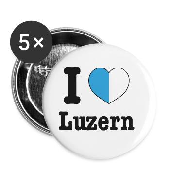 I Love Luzern | Schweiz Wappen Liebe Herz - Buttons groß 56 mm (5er Pack) - Weiß - Vorne