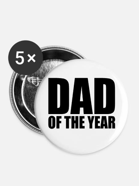 Dad of the year - Buttons groß 56 mm (5er Pack) - Weiß
