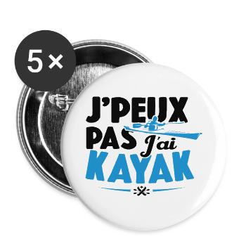 Je Peux Pas J'ai Kayak Cadeau Kayaking - Lot de 5 grands badges (56 mm) - blanc - Devant