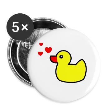 Squeaky Duck Yellow Valentine's Day 2 - Buttons large 2.2''/56 mm (5-pack) - white - Front