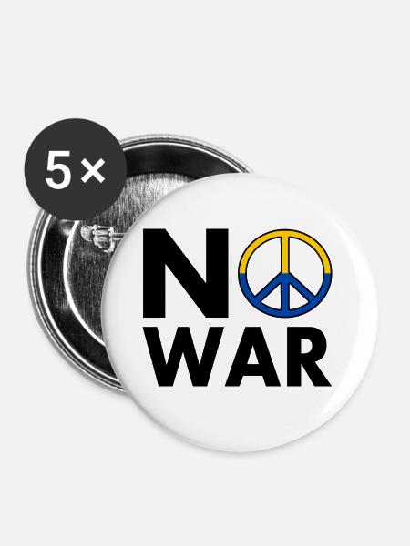 No war - Buttons groß 56 mm (5er Pack) - Weiß