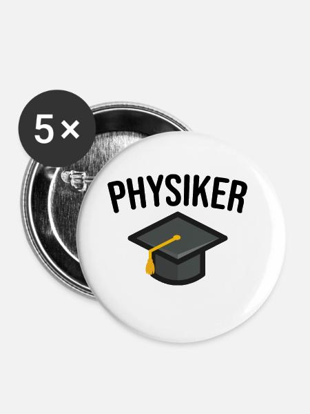 Physiker - Buttons groß 56 mm (5er Pack) - Weiß