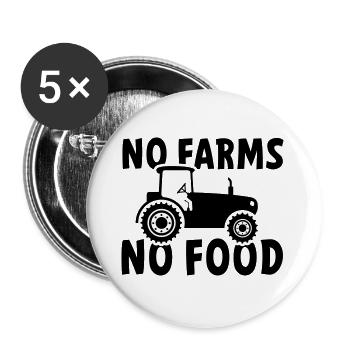 No farms, no food or food. Tractor - Buttons large 2.2''/56 mm (5-pack) - white - Front