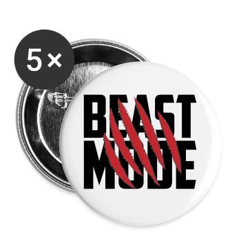 Farben änderbar | Beast Mode - Buttons groß 56 mm (5er Pack) - Weiß - Vorne