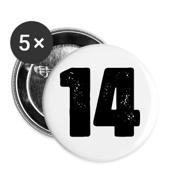 14 Zahl Trikot - Buttons groß 56 mm (5er Pack) - Weiß - Vorne