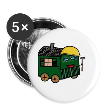 cheerful construction trailer construction site build hammer civil engineering - Buttons large 2.2''/56 mm (5-pack) - white - Front