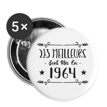 Les meilleurs sont nés en 1964 - Lot de 5 grands badges (56 mm) - blanc - Devant