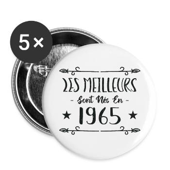 Les meilleurs sont nés en 1965 - Lot de 5 grands badges (56 mm) - blanc - Devant