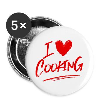 Ich liebe Kochen - Buttons groß 56 mm (5er Pack) - Weiß - Vorne