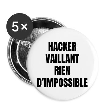hacker vaillant - Lot de 5 grands badges (56 mm) - blanc - Devant
