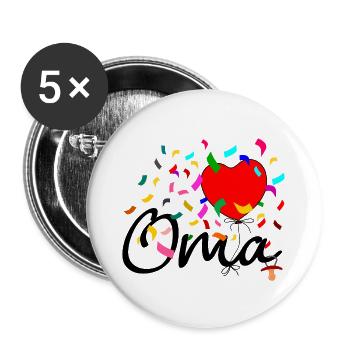 Oma Konfetti - Buttons groß 56 mm (5er Pack) - Weiß - Vorne