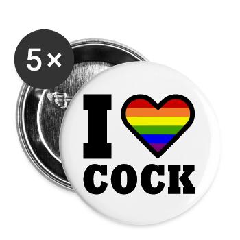 I love cock - Lot de 5 grands badges (56 mm) - blanc - Devant