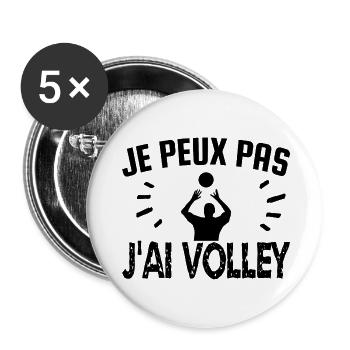 je peux pas j'ai volley - Lot de 5 grands badges (56 mm) - blanc - Devant