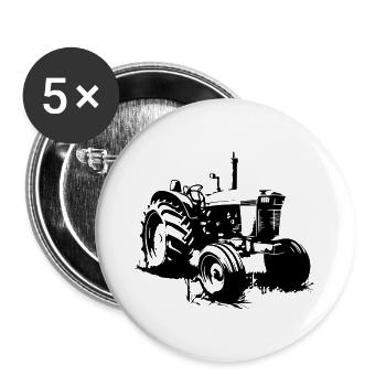 Traktor Farmer Symbol Bauer - Buttons groß 56 mm (5er Pack) - Weiß - Vorne