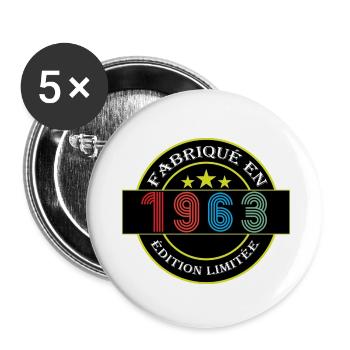 Hergestellt 1963 Limitierte Auflage - Buttons groß 56 mm (5er Pack) - Weiß - Vorne