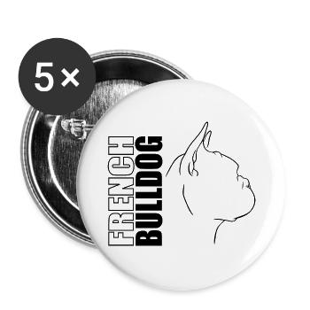 Profil Bouledogue Français Chiens Chien Wilsigns - Lot de 5 grands badges (56 mm) - blanc - Devant