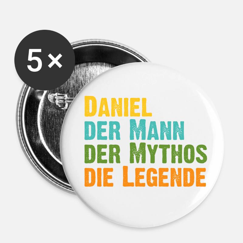 Daniel der Mythos die Legende Vorname Daniel - Buttons groß 56 mm (5er Pack) - Weiß