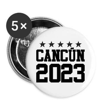 Cancun 2023 - Lot de 5 grands badges (56 mm) - blanc - Devant