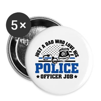 Polizei Polizist Polizeibeamte - Buttons groß 56 mm (5er Pack) - Weiß - Vorne