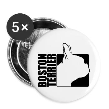 Boston Terrier Profil Hund Hunde Wilsigns - Buttons groß 56 mm (5er Pack) - Weiß - Vorne