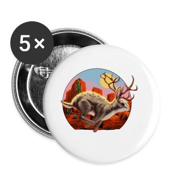 Jackalope Kryptiden-Kaninchen - Buttons groß 56 mm (5er Pack) - Weiß - Vorne